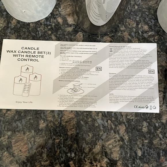 NIB Grey Glass LED Candle Set with Remote - Picture 6 of 7